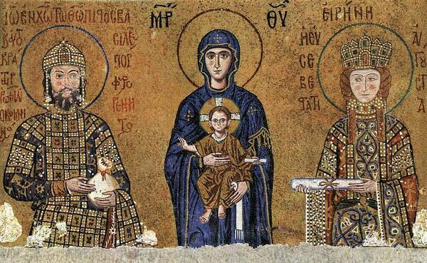Picture of Hagia Sophia mosaic with the Virgin, Irene, John