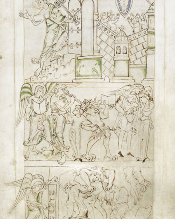 Manuscript leaf showing The Last Judgement.