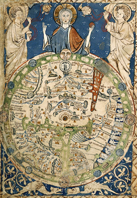 Image: Psalter World Map, c. 1262–1300; London, British Library, Add. MS 28681, fol. 9r.