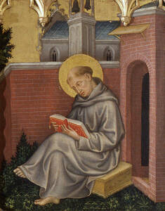 St. Thomas Aquinas. Image of detail from Valle Romita Polyptych by Gentile da Fabriano.